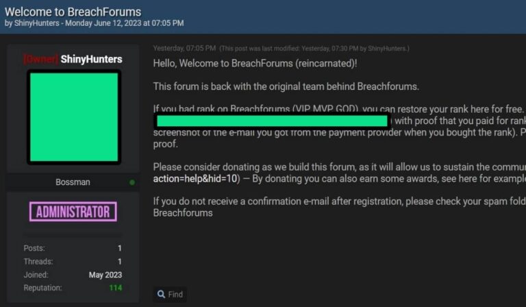 BreachForums Returns Under the Control of ShinyHunters Hackers