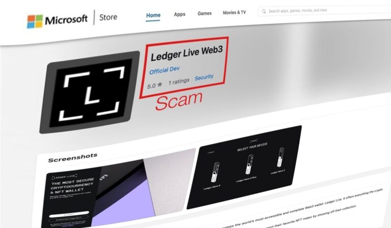 Fake Ledger App on Microsoft Store Leads to $800,000 Crypto Theft