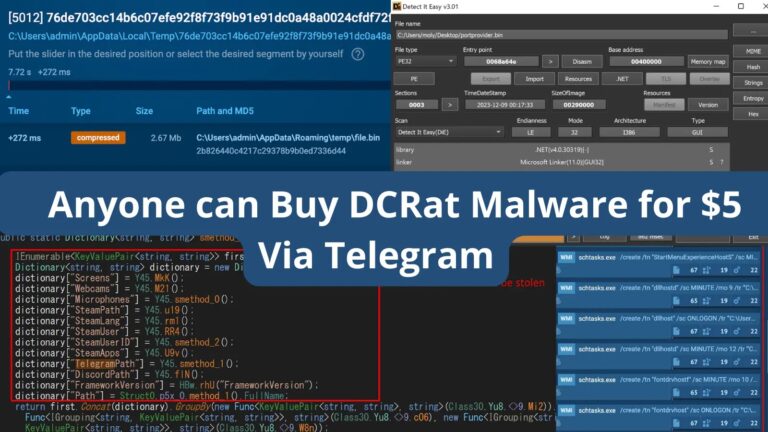 Hackers Selling DCRat Malware Subscriptions For $5 on Telegram