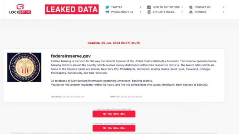 LockBit Ransomware Group Claims Hack of US Federal Reserve
