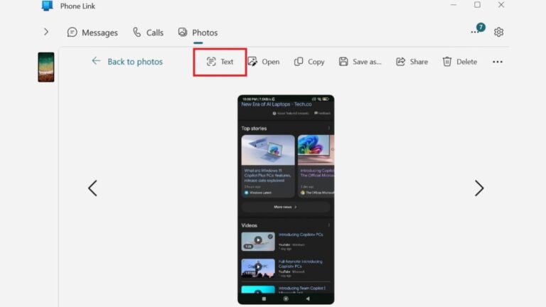 Microsoft Phone Link now lets users extract text from images on their Android phones