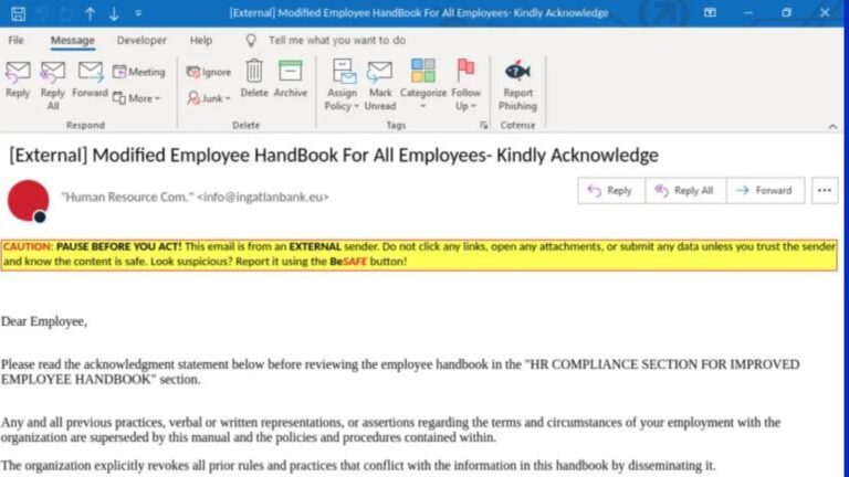 Beware of New Phishing tactics impersonating HR & Attacking Employees